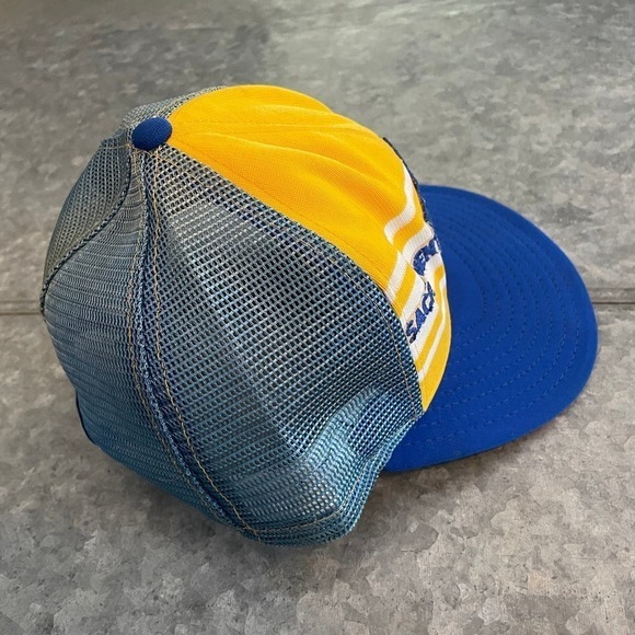 Vintage Sacramento Patch Snapback Trucker Hat USA Retro Blue Yellow Football - Picture 6 of 15
